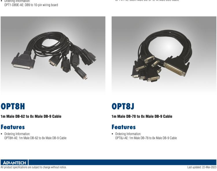 研華OPT8H 1m Male DB-62 to 8x Male DB-9 Cable