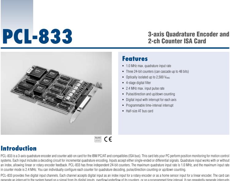 研華PCL-833 三軸正交編碼器、計數(shù)器卡