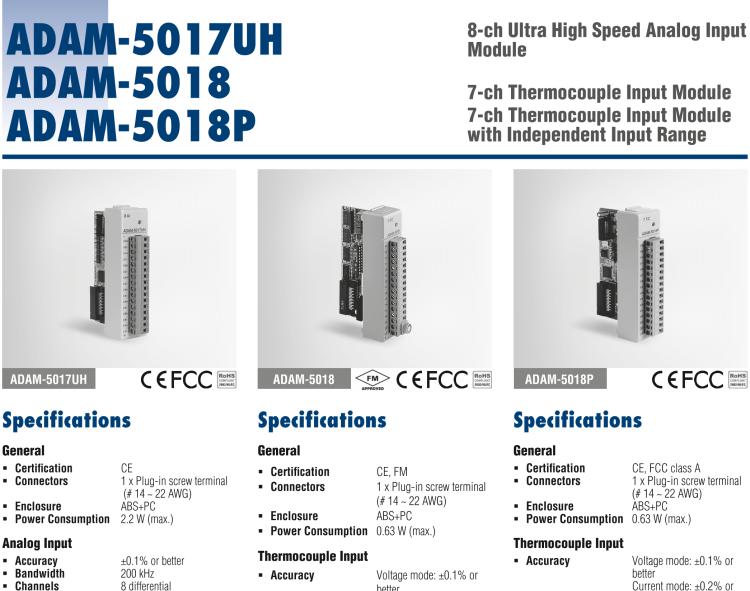 研華ADAM-5018P 7通道熱電偶輸入模塊，具獨立輸入范圍