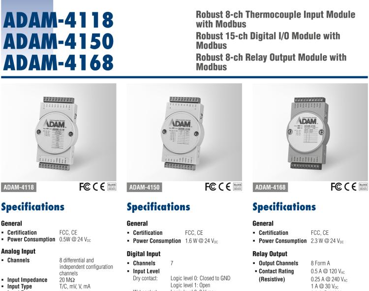 研華ADAM-4118 堅固型8路熱電偶輸入模塊，帶Modbus