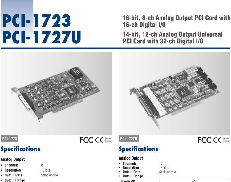 研華PCI-1727U 14位，12通道同步模擬輸出卡