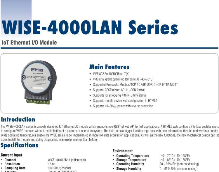 研華WISE-4060LAN 4DI/4Relay Modbus Ethernet I/O