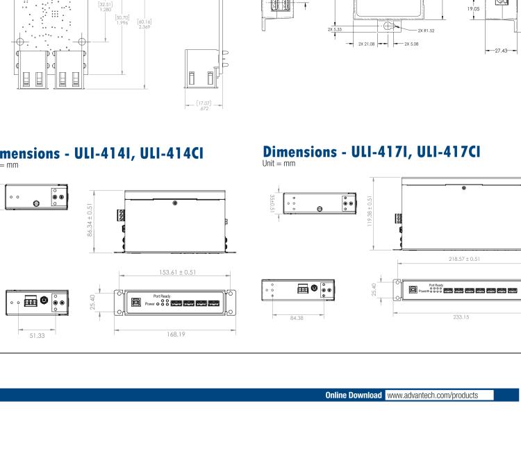 研華BB-USBHUB4OEM ULI-414LIB-工業(yè)USB 2.0集線器，4端口，高穩(wěn)固力連接器