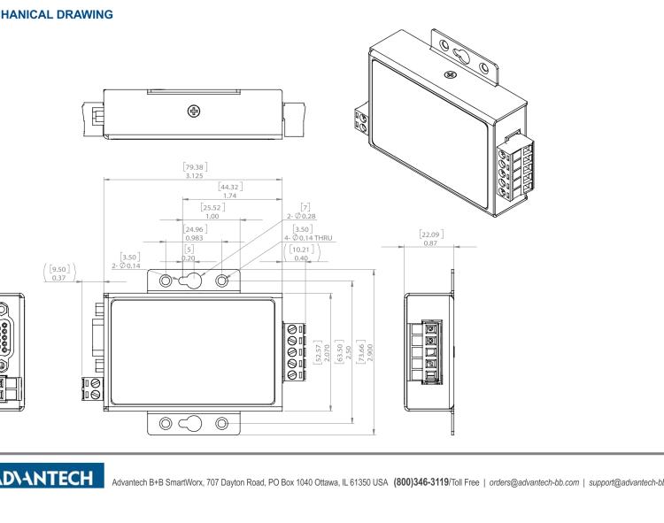 研華BB-SCP211-DFTB3 ULI-224TH - RS-232 to RS-422/485 Converter, Panel Mount Metal Chasis