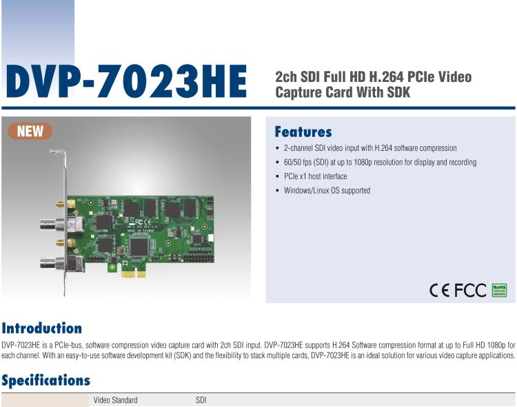 研華DVP-7023HE PCIe Video Capture Card with SDK